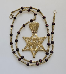 Ethiopian Star of David pendant Necklace beaded hand crafted necklace