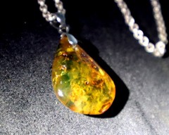 Lovely Natural Clear Light Green Amber Pendant 39mm