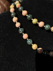 Unakite & Dragon Blood Jasper Gemstone Beaded 34 Inches Necklace