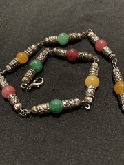 Multicoloured Gemstone and Tibetan Silver Anklet One Of A Kind