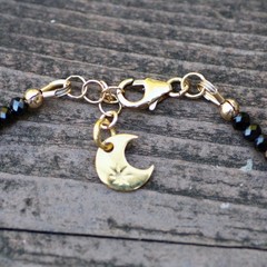 Handmade Natural Black Spinel , Emerald Sapphire Bracelet 14K Gold Filled 7.15″