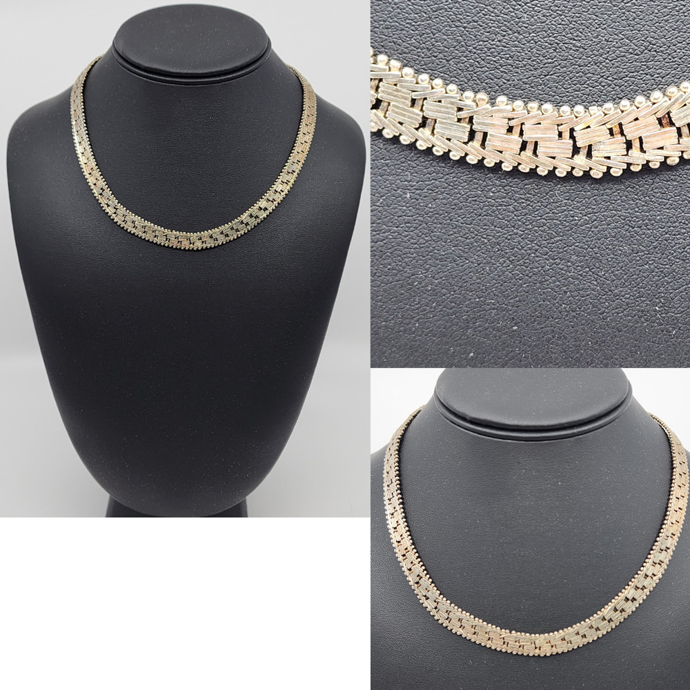 Unique Vintage Mexico Taxco MD-11 17″ 9mm x 2mm Choker Necklace Stamped DIAMONT