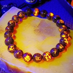 UV Glow Yooperlite Stretch Bracelet Natural Flamme Stone Night Party Healing