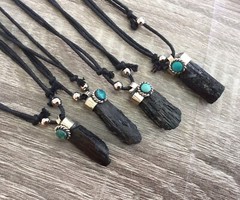 Black Tourmaline necklace, Black Tourmaline Pendant, Natural Crystal Pendant