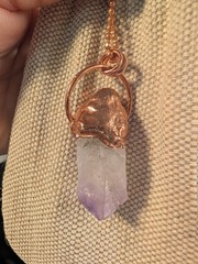 Natural Amethyst Garnet Copper Pendant With 24″ Ball Chain
