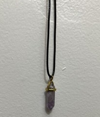 Amethyst 1″ Pillar Crystal Charka Stone Healing Hexagonal Pendant Necklace