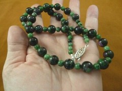 (v410-33) dark Green Rudy red Zoisite 6 + 10mm Beaded 20″ long Necklace jewelry