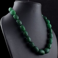 Wonderful Carved Green Emerald 522.00 Cts Beautiful Necklace Jewelery VK 45 E625