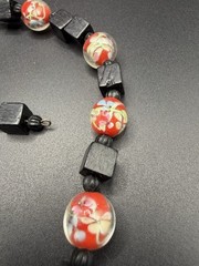 Artisan Handcrafted 925 Glass and Wooden Beads Necklace Bracelet Earrings Set-
