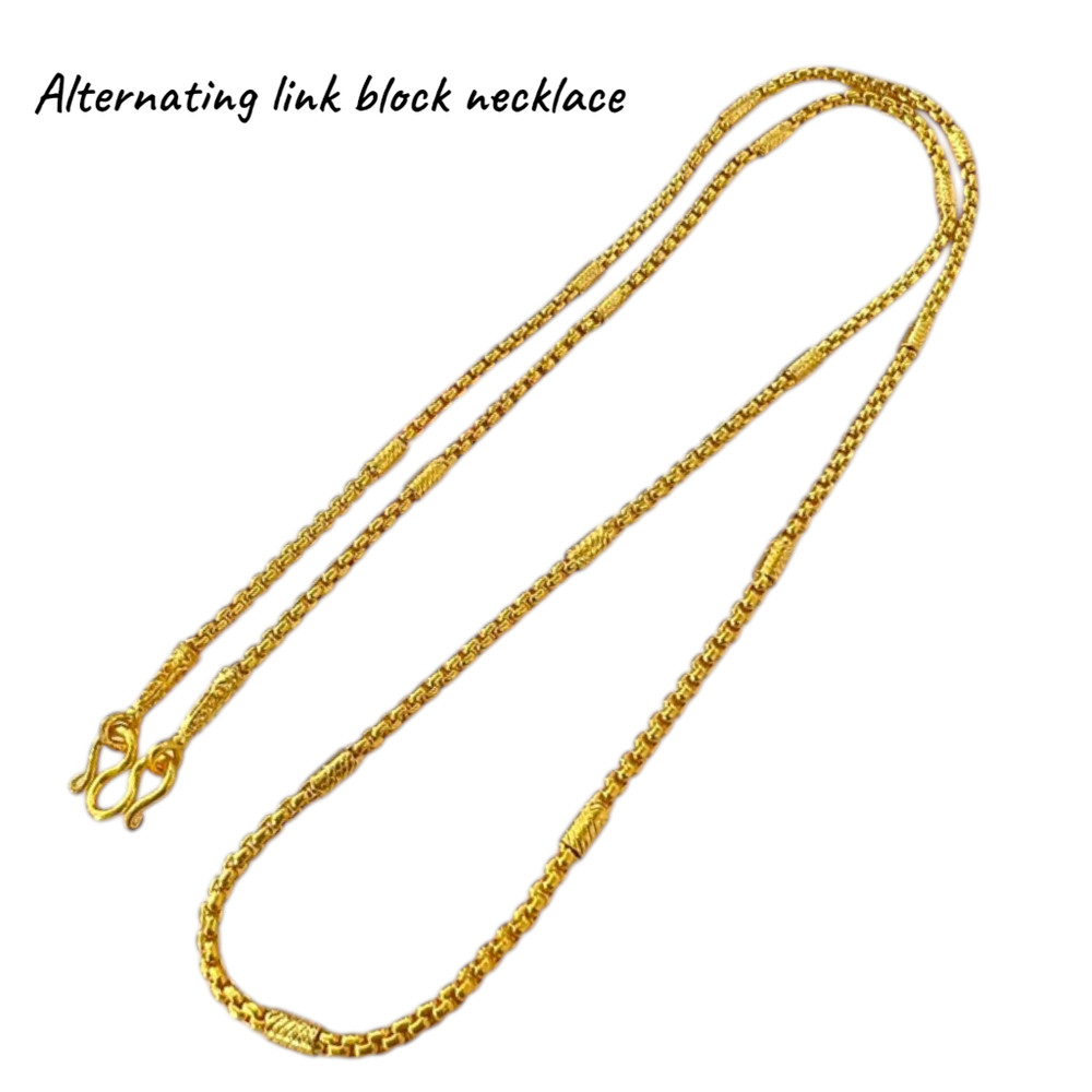 24″ Gold Tone Stainless Steel Necklace Thai Baht Chain Luxury Style Thailand