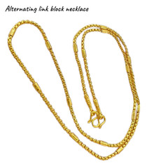24″ Gold Tone Stainless Steel Necklace Thai Baht Chain Luxury Style Thailand
