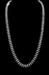 Southwestern FAUX Navajo Pearl Saucer Shape Silver Tone Beaded Necklace 23”
