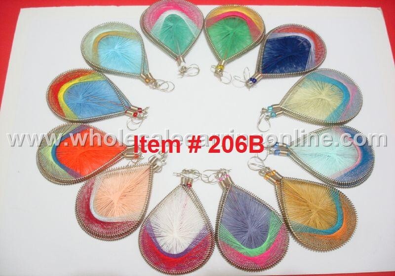PERUVIAN EARRINGS, THREAD EARRING HANDMADE MEDIUM SIZE ASSORTED COLORS #206B