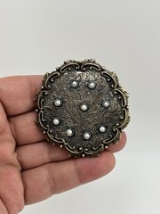 Vintage Sterling Silver 925 Pearl Large Pin Pendant