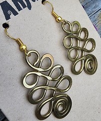 Earrings Anju Collection Gold Plated Swirl Tree Dangle Fishhook Earwire