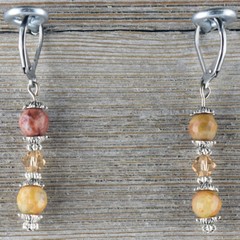 Necklace and Earring Set Yellow Crazy Lace Agate Made with Swarovski Crystals #3