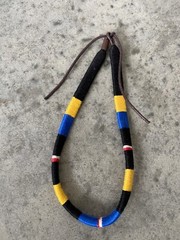 Woven Striped Blue Yellow Black Collar Necklace