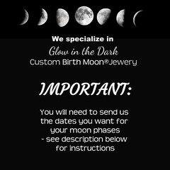 Personalized 2 Sided Glow in the Dark Birth Moon Necklace Custom Text on Back