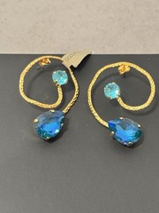 Gold plated Blue gemstone Handmade In Greece Earrings