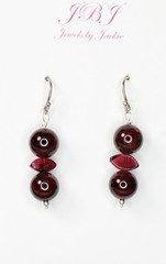 Red Garnet Natural Gemstone Earrings 8mm Ball 925 Sterling Silver 1 1/2″