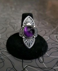 Lavender Star Designs Amethyst Sterling Silver Ring OOAK Handmade Artisan