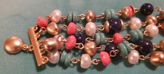 turquoise and black marbled faux pearls glass beads fashion bohemian bracelet♡♡