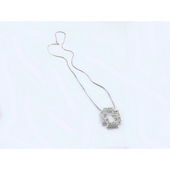 Sparkling Cz’s Square Greek Cross 925 Sterling Silver 18″ Snake Chain Necklace