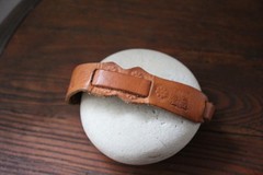Vintage Leather Cuff Stamped Natural Bracelet Watch Strap Swedish Sweden Brown