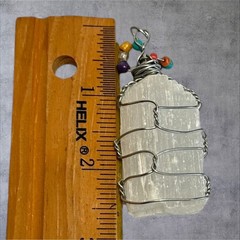 Wire Wrapped Selenite Crystal Pendant Handmade Artisan Stone Charm