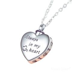 Maya’s Grace Paw Print Heart Urn Necklace Dog Memorial Jewelry