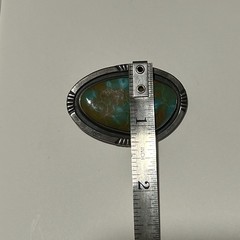 Vintage Handmade Royston Turquoise Navajo Silver Pendant Brooch Unmarked 1.5x2in