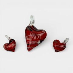 Art Glass Swirl Pendant Earrings Charms Gold and white color Murano Style