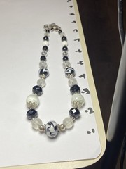 Artisan Handcrafted Art Deco Lampwork Glass Jewelry Black & White Necklace #2