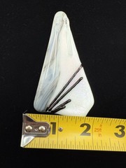 Handmade Fused Glass Pendant Iridescent Black Gray White Modern Art Jewelry
