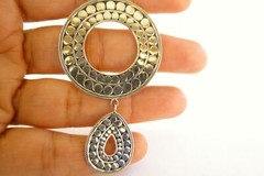 Round No Stone Chandelier 925 Sterling Silver Dangle Drop Earrings