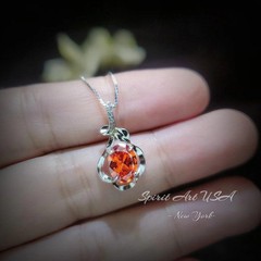 Sterling Silver Sunstone Necklace – 18kgp @ Sterling Silver – 1.8 CT Orange