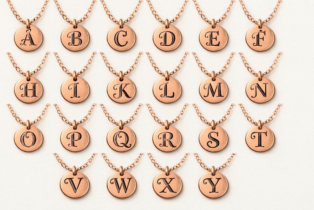Personalized Initial 10mm Coin Necklace Brass TONE 16″