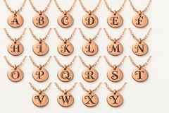 Personalized Initial 10mm Coin Necklace Brass TONE 16″