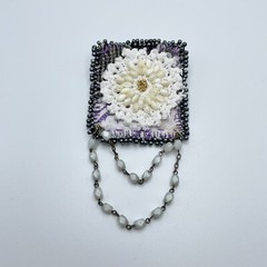 Handmade Upcycled Mixed Media Flower Brooch