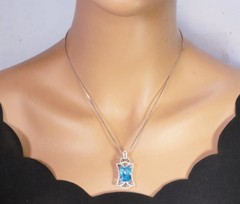 9 CT Blue Topaz Necklace – Gemstone Royal Flower Pendant – 18KGP @ Sterling