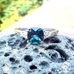 Lab Made London Blue Topaz Ring Solid Sterling Silver 925 , December birthstone