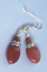 GOLDSTONE crystal or daisy drop earrings Lever back handcrafted CHOOSE