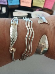 MAKE OFFER 925 SILVER/14 K GOLD SHARK BRACELET BY ARTISAN J PALINO EDEN HAND ART