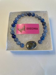 Blue Lapis Lazuli Plus SizeBracelet 9 inch Wrist Handmade by Sheoma NWT