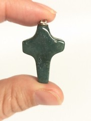Gemstone Cross Necklace Pendant, 26 ct., Artisan, Handcrafted, Polished. a12