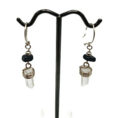 Handmade Artisan Earrings Alpaca Natural Stone Quartz Crystal
