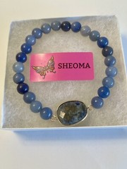 Blue Lapis Lazuli Plus SizeBracelet 9 inch Wrist Handmade by Sheoma NWT