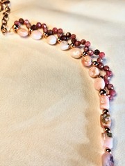 SEALIFE: Genuine Thulite & Pink Opal In Artisan Assemblage Copper Necklace