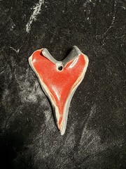 Red Heart Large Pendant Signed Vintage 3 Inches Long Valentine’s