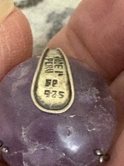 Artisan Signed Amethyst And Sterling Silver 925 Dolphins Seahorse Lapis Pendant
